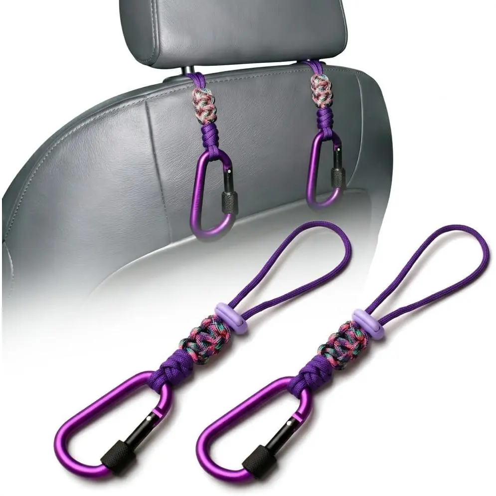 Seat  Hooks 2 Pack - Heavy Duty Rope & Metal Buckle  Hangers, No Wobble Multi-Purpose Organizer for Grocery Bags, Backpacks, Umbrellas, Trash Bags (Fit  )