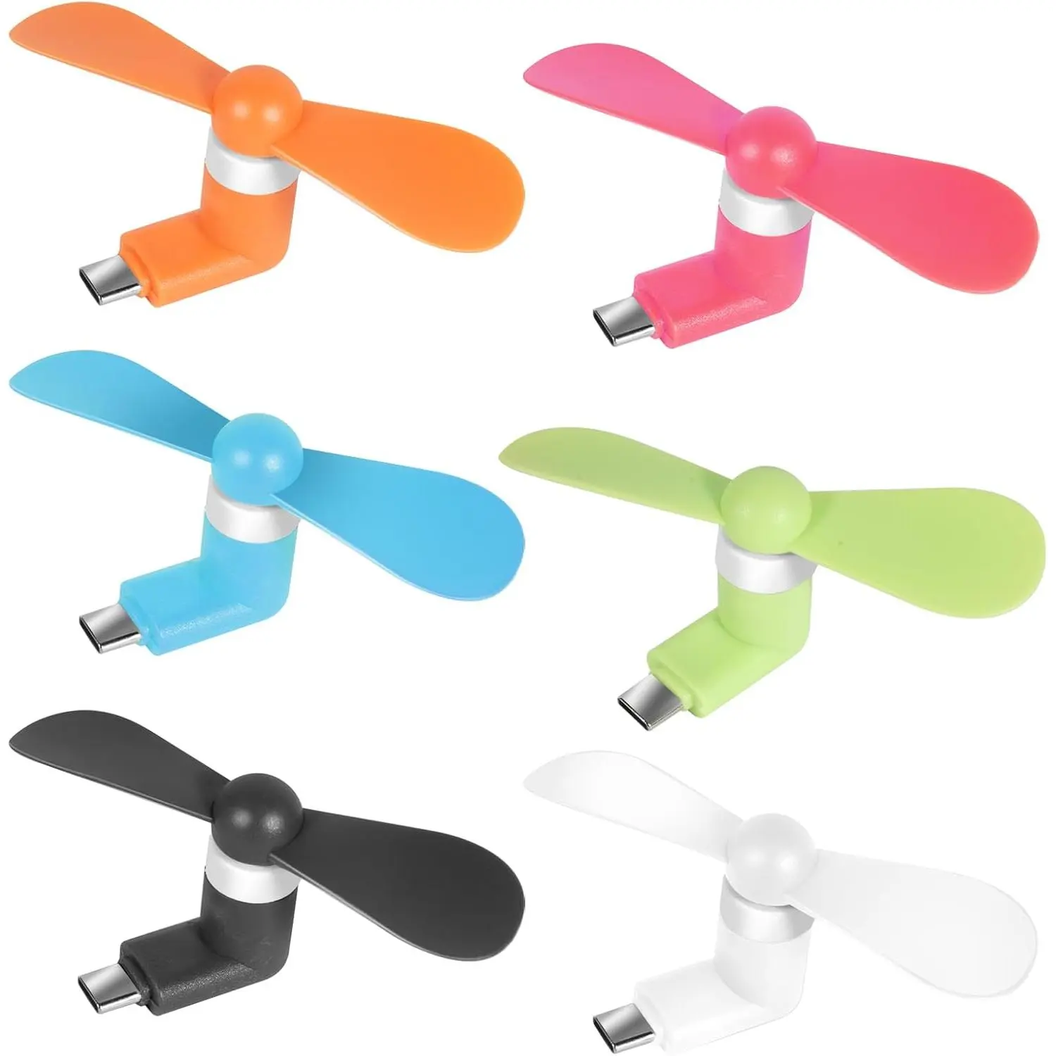 Mini Cell Phone Fan - Colorful  Fan Compatible for , iPad, Android Smartphone,Tablet - Cell Phone Summer Accessories - (6-Pack)