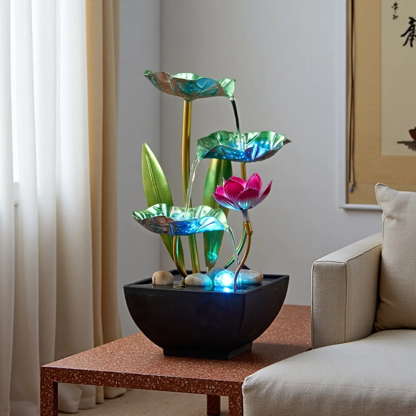 Three-Tier Water Fountain, Simple Desktop Decor, Modern Home Decor, Relaxing Ornament for Bedroom Office, Continuous Flow Water Feature, Decorative Piece, Stress Relief