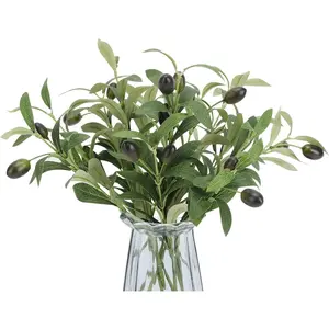 10 count Faux Olive Leaves Stems 10” Tall Artificial  Olive Tree Branches for Small Vase Tabletop Greenery Decor for  Office Wedding Party (Vase Not Included)