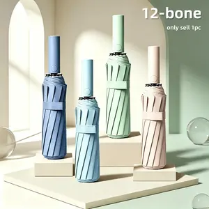 12-Bone Automatic Umbrella for Rain and Sun, Sturdy and Durable, Foldable Outdoor Umbrella, Sunscreen Protection, 1pc