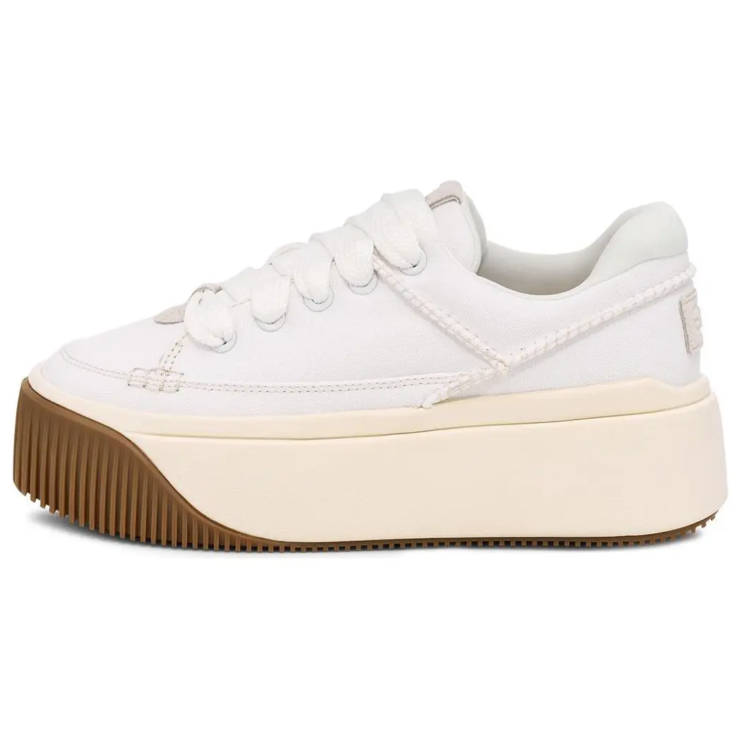 UGG Fashion Platform Fabric Stylish Comfortable Non-Slip Wear-Resistant Increased Height Low-Top Sneakers 1167499-WHT