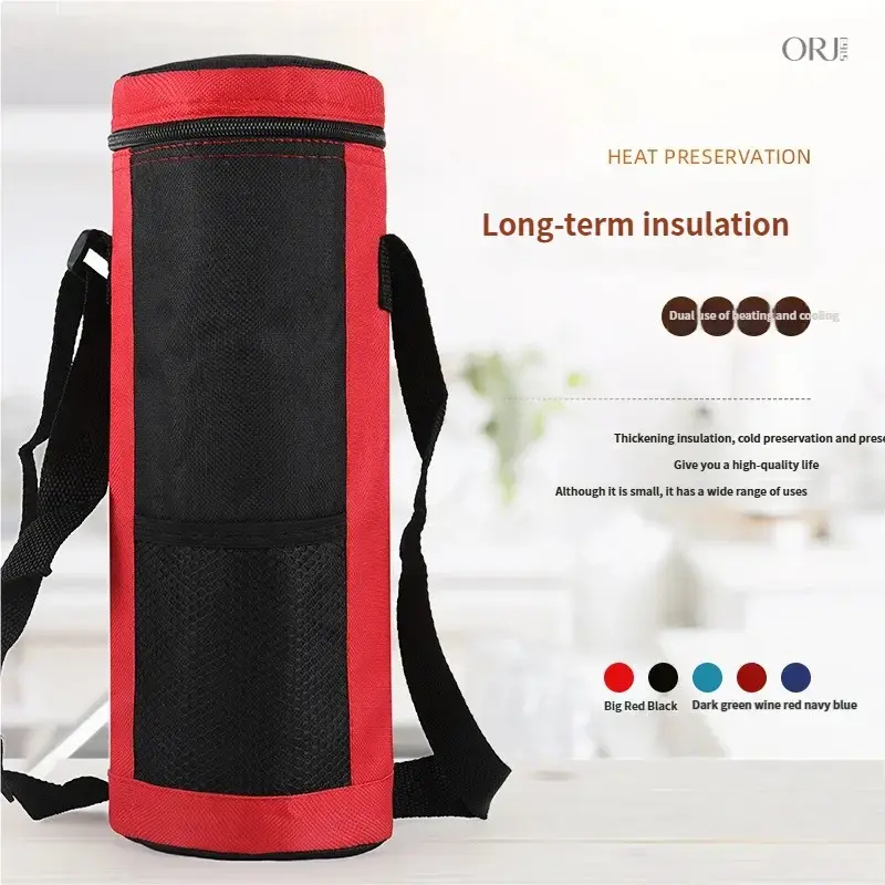 Summerwins Insulated Fabric Water Bottle Holder Bag - Waterproof, Lightweight Foldable Thermal Pouch with Adjustable Crossbody Strap & Drawstring, Portable Cover for Camping, Hiking (Fits Cups, Kettles, Thermoses, Baby B,Touchscreen,Winter,,elastic,waist,