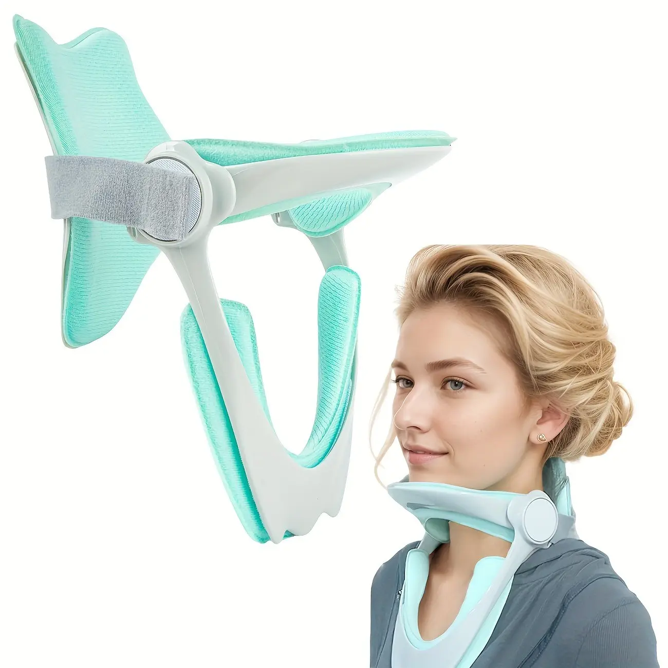 Adjustable Cervical Traction Device, Posture Corrector, Neck Support Strap, Spinal Protector, Pain Relief, Comfort Design, Adjustable Fit