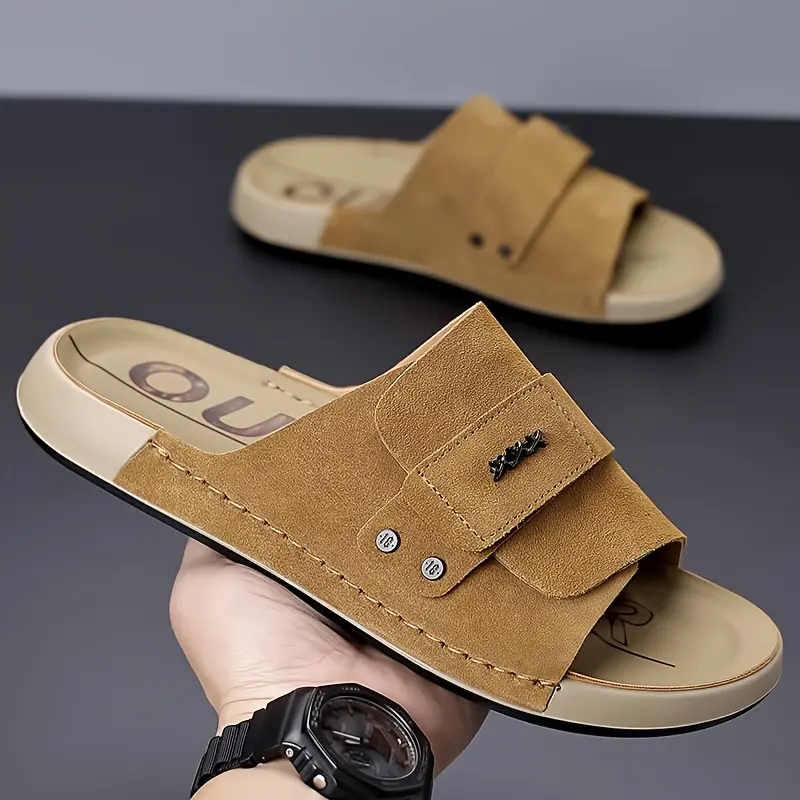 GGOR Men'S Fashion Outdoor Slippers, New Summer Trendy Casual Anti-Slip Durable Vacation Home Slippers