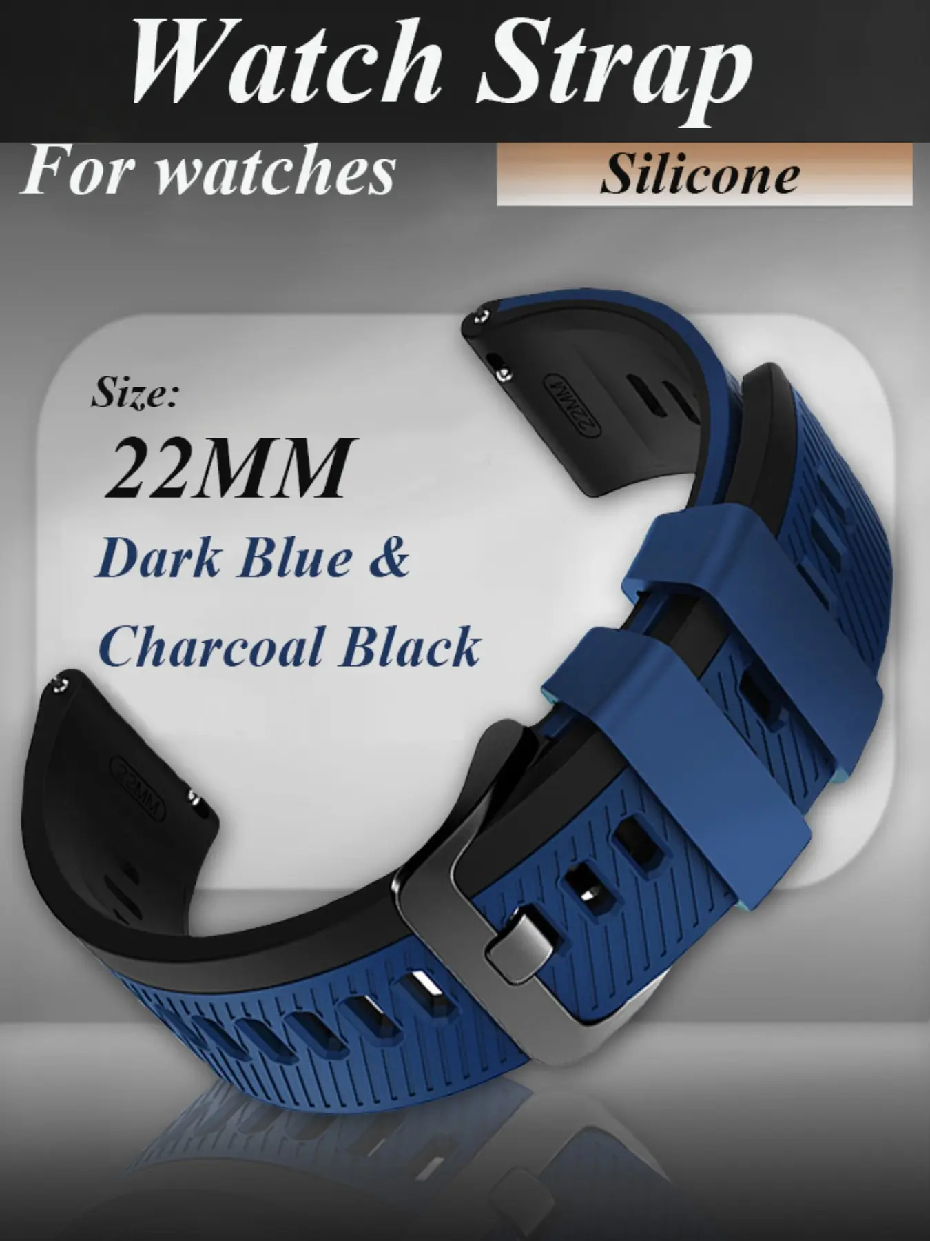 1PC 22mm Wide Two-Color Sports Silicone Strap, Adjustable And Replaceable Strap, Lightweight And Durable,For TicWatch Pro 3/3 GPS/3 UItra/3-LTE/4G/X/2020/2021,For TicWatch E2/S2/GTX/GTK/GTH 2/GTW eSIM,Suitable For Daily Use