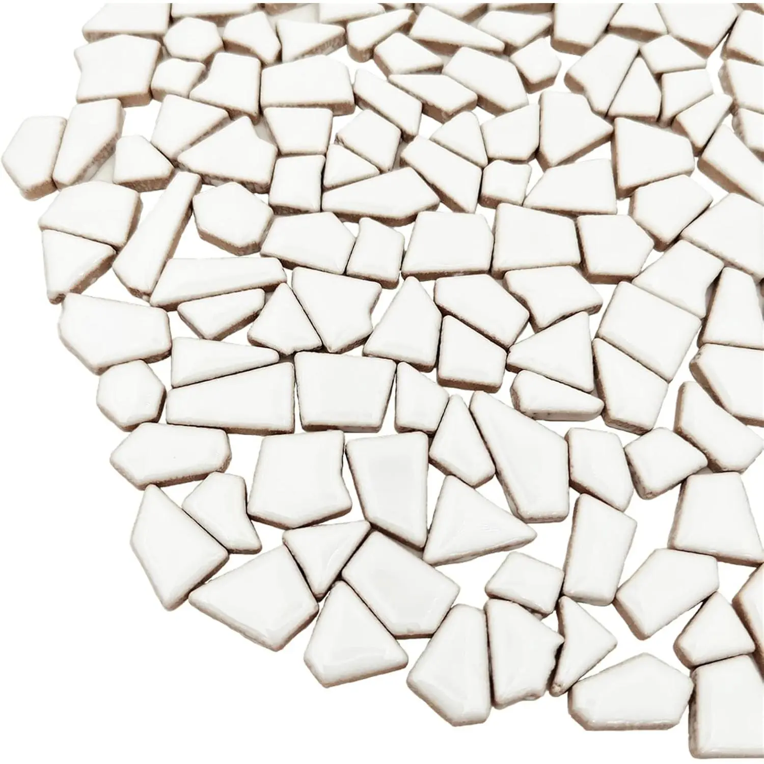 200g Ceramic Mosaic Tiles for Crafts,Irregular Stained Ceramic 0.2"x0.8" Porcelain Mosaic Tiles for Home Decoration (White)