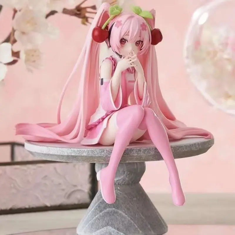 Hatsune Miku Figure Sitting Pose Cherry Blossom, Car Dashboard Ornament Model, Themed Figure, Anime Figures, Anime Collectible, Festival Gift, Decoration Item