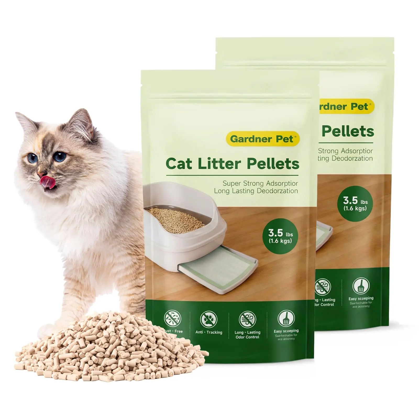 Gardner Pet Non-Clumping Zeolite Cat Litter Pellets (7Lbs Bundle), High-Absorbent Mineral Refill for Double-Layer Sifting Litter Boxes, 99.9% Dust-Free & Superior Odor Control, Unscented (3.5Lbs x 2)