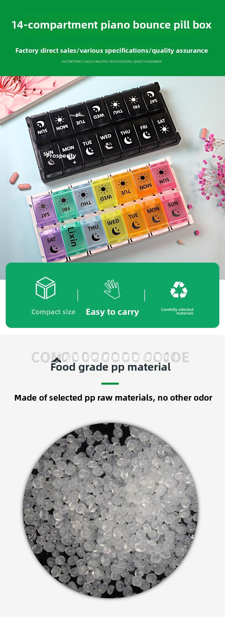 Rainbow Pill Dispensing Box 14-Compartment Press-Open 7-Day Colorful Pill Box Double Row Pop-Up Storage Easy Quick-Load Pill Box Household Portable Medicine Storage Box Dopamine Pill Boxes Large -Capacity Pill Dispensing Box Home