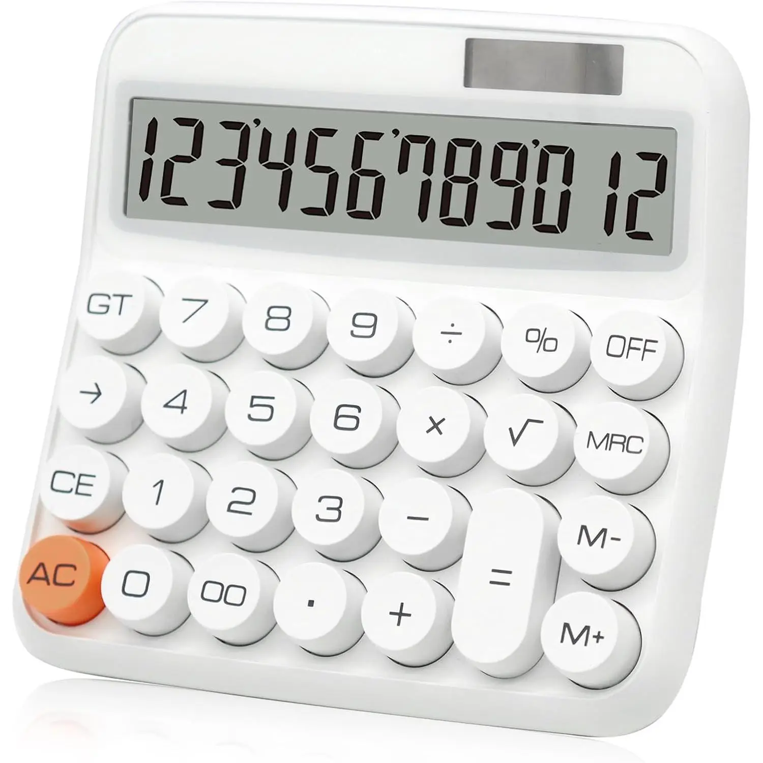 White Calculator, Big Button Calculator with Large LCD Display | White Calculator for Desk , Solar Calculator  by 2 Modes, White Desk Accessories