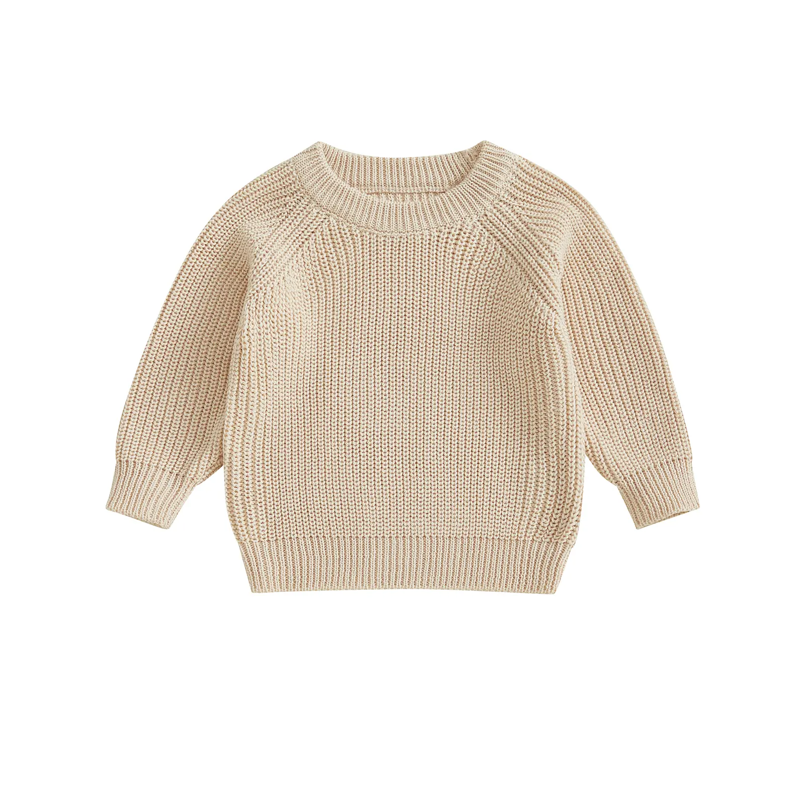 FOCUSNORM Baby Girls Boys Sweater Solid Color Long Sleeve Crew Neck Knit Pullover Warm Sweater Toddler Clothes Knitwear Baby Jumpers Tops Casual for Fall Winter