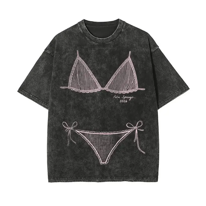 Bikini Graphic Washed T-shirt ,Last Splash Seashells and Wedding Bells, Bikini Body Illusion Shirt, Funny Summer Vacation Coverup