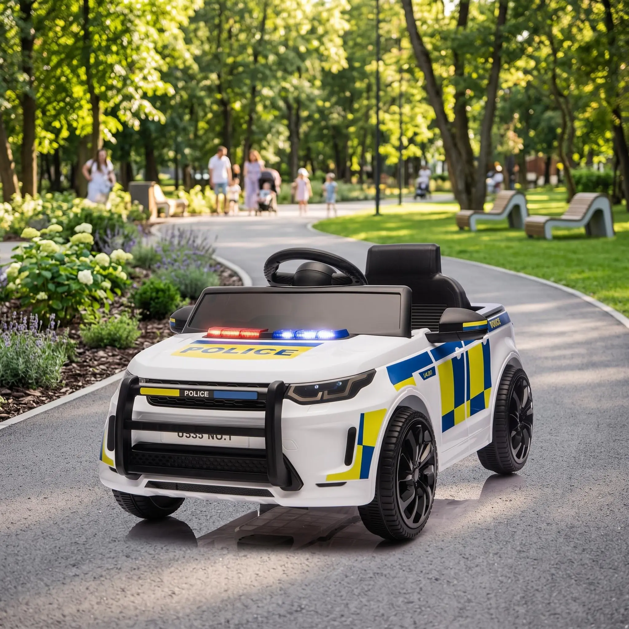 【IdealHouse】12V Police Ride-On Car for Kids! Remote Control, Music, Headlights, USB, Wireless & Speaker – The Coolest Cop Car Toy for Ages 4-8! 🚨🚗