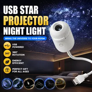 2-in-1 Galaxy Projector LED Atmosphere Light, USB Portable Adjustable Atmosphere Light for Bedroom Sleep, Mini LED Wall Lamp for Kids, 10-Slide Room Decor for Holidays Led Ambient Lighting