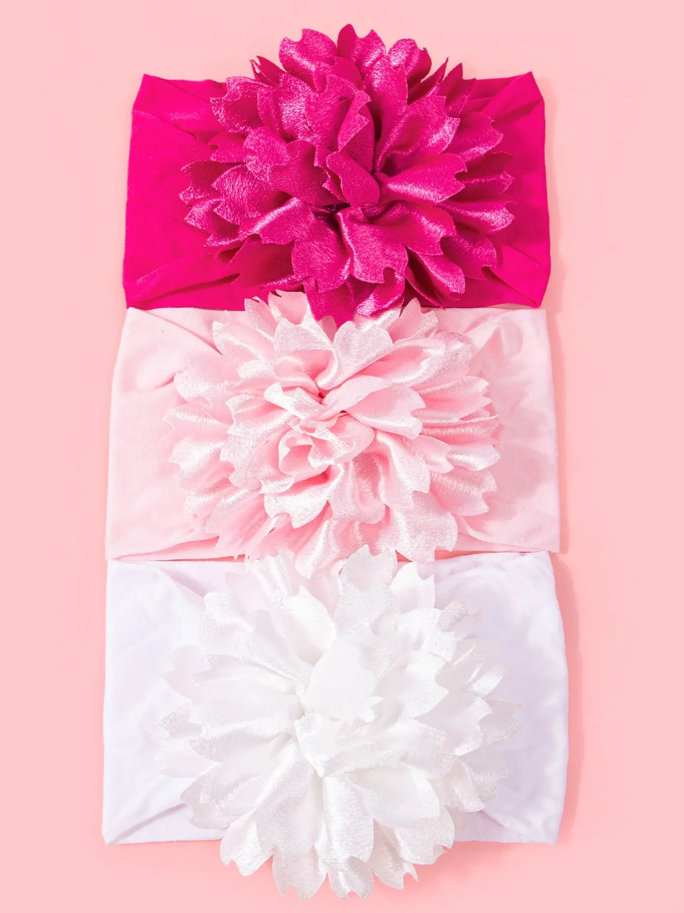 3-Pack Baby Flower Nylon Headbands, Elastic Infant Hair Bands, Soft Comfortable, Ideal for Newborns, Full Moon, Hundred Days Photoshoots