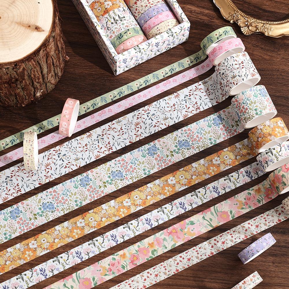 Vintage Floral Pattern Washi Tape, 12 Rolls/box Scrapbooking Decorative Masking Tape, Adhesive Sticker for Planner Bullet Scrapbook Gift Wrapping, Scrapbook Materials