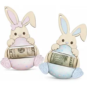 Set of 2 Easter  Holder - Bunny Egg  Holder,  Wooden Basket Stuffers for ,,  Boy Girl, Easter Basket Decorations (Mix)