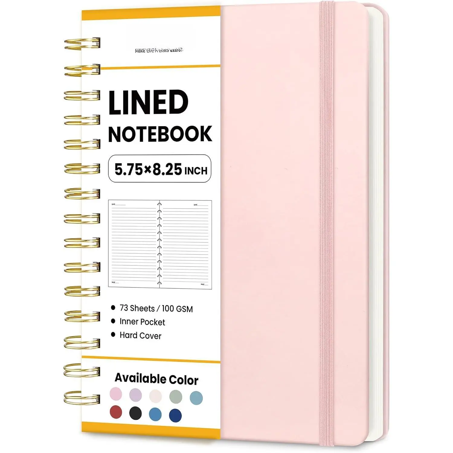 Women's A5 Size Lined Spiral Notebook, 146 Pages College Ruled Hardcover with Metal Binding, Office School Supplies for Work Note Taking