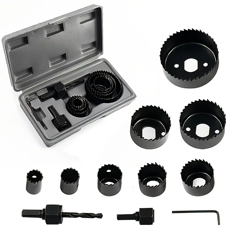 11pcs Hss Bi-Metal Hole Saw Kit, Multi-Size Hole Cutter, Drill Bits, Arbor Accessories, for Wood, PVC, Drywall, Metal, Home Renovation