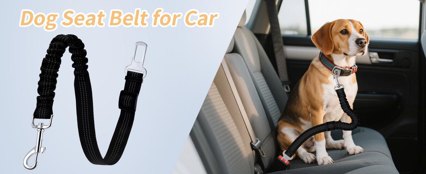 Dog Car Seat Belt – Adjustable Safety Harness with Elastic Cushioning, Anti-Tangle Design, Reinforced Metal Buckle, for Small and Medium Pets (Black) Dog Car Seat Belt – Adjustable Safety Harness with Elastic Cushioning, Anti-Tangle Design, Reinforced Metal Buckle, for Small and Medium Pets (Black)