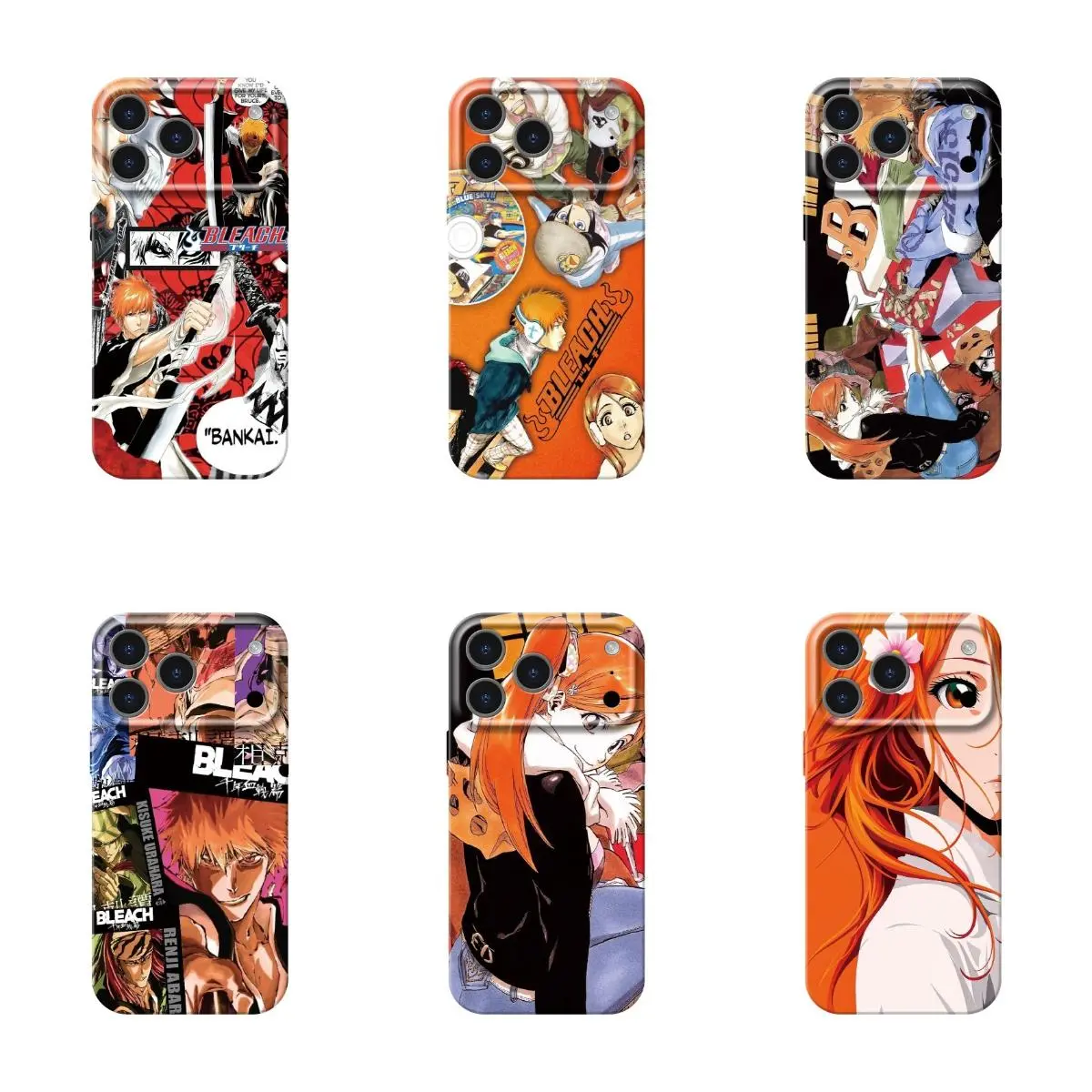 Bleach Anime Full Coverage iPhone Case – Ichigo Orihime Shockproof Protector Shell Accessory, Full Protection, Compatible with iPhone 17 ProMax/16/15/14/13/12/11 Plus & Handheld Devices, Ideal Gift for Anime Fans