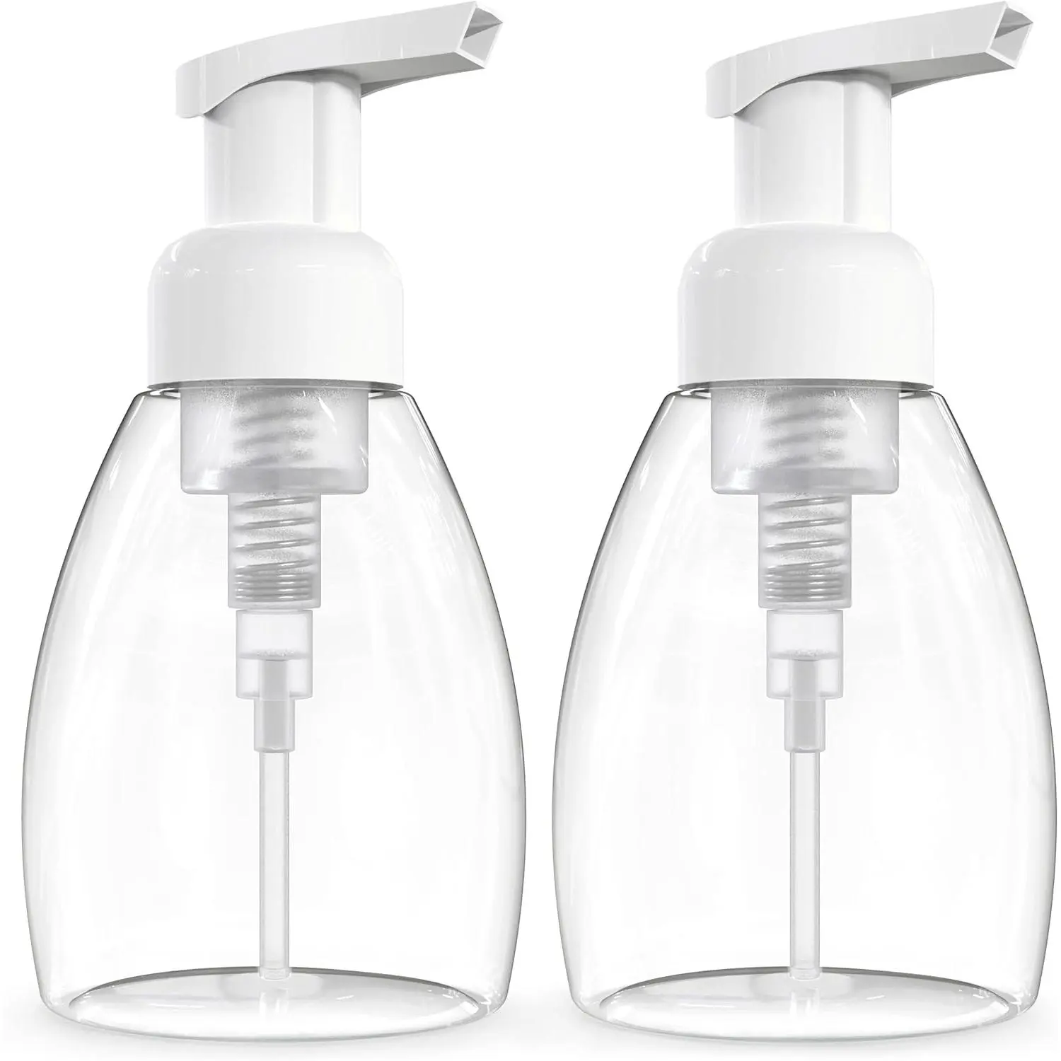 Foaming Soap Dispenser Pump Bottles,  Empty Refillable Plastic Container for Liquid Soap - Kitchen, Bathroom, Commercial - 8oz (250ml) Pack of 2 Clear