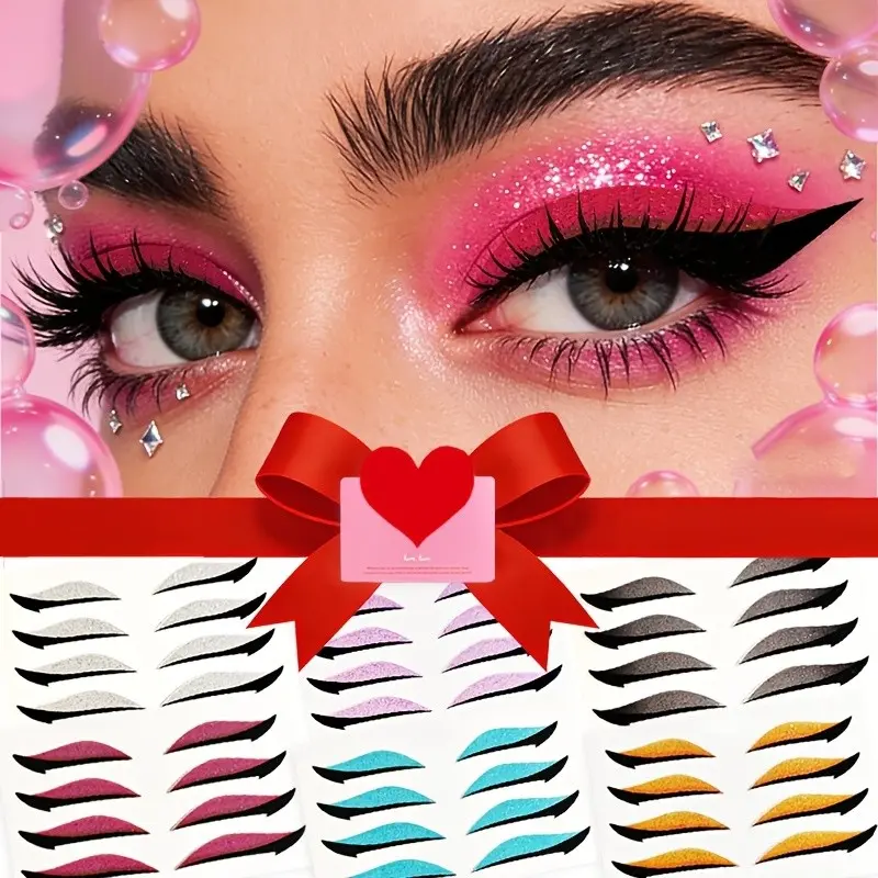 4 Pairs Gradient Glossy Eye Shadow Liner Stickers, Waterproof Sweatproof, Safe for Skin, Perfect for Parties and Events