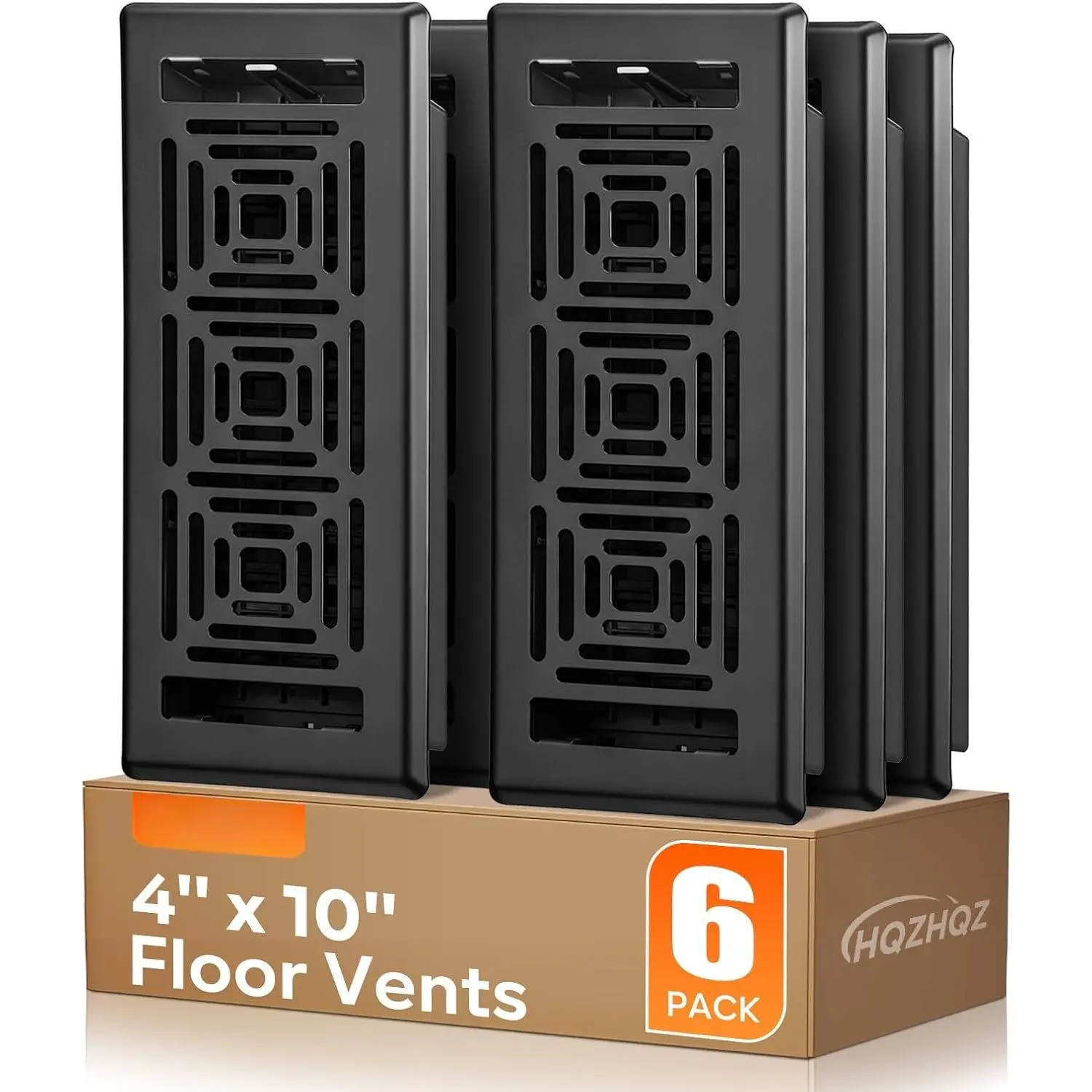 Floor Register 4x10, Heavy Duty Walkable Steel Floor Vent Covers, Easy Adjust Air Flow Direction Floor Registers, Black Floor Vents,  Design Air Vents for , 6 Pack |  &  Safe