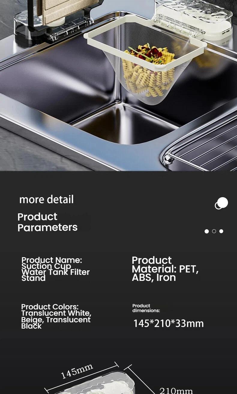 Kitchen Sink Filter Rack - Sink Strainer Foldable Food Catcher with 50pcs Mesh Bags, Foldable Stand Disposable Waste Garbage Net Shelf Anti-Clogging Filter Net Basket Holder Hands-Free Flat Floor Mop Bucket Set Suction Cup Sponge Holder for Kitchen Sink