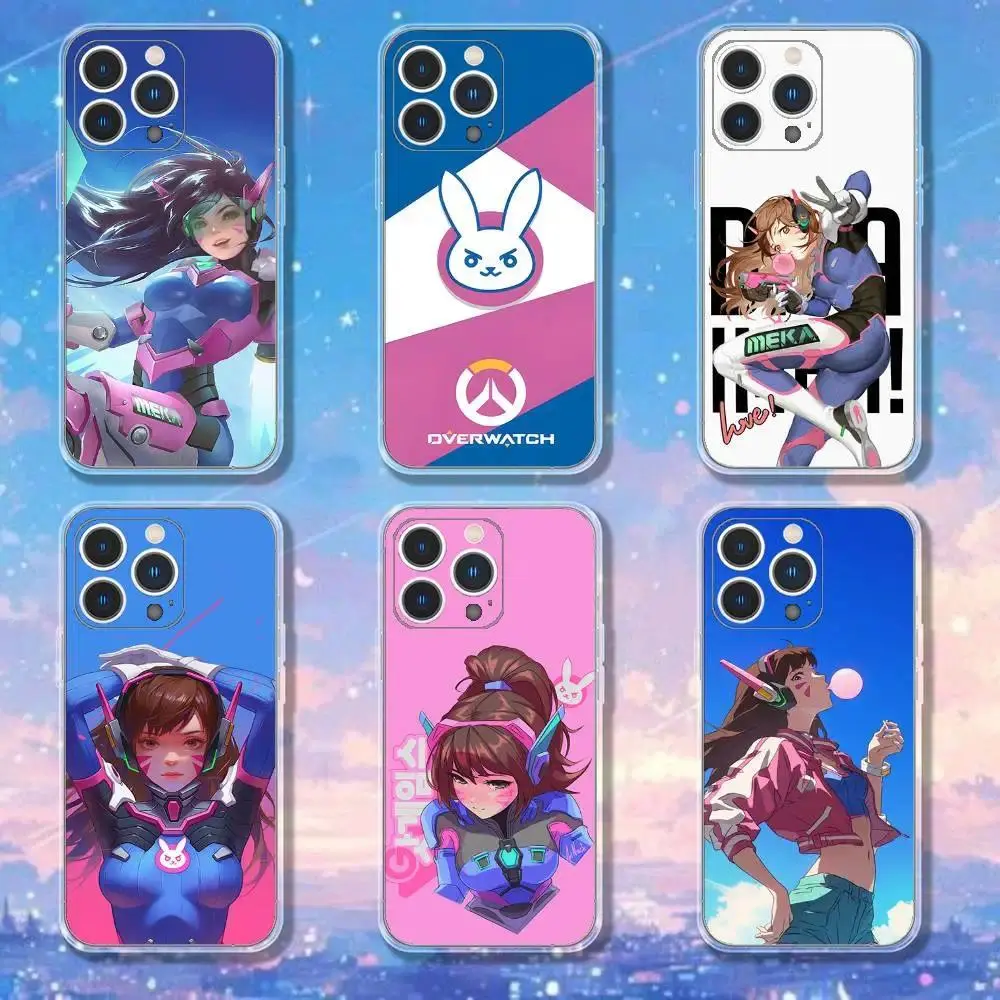 O-Overwatch D Va Phone Case Transparent Soft Cover Compatible with iPhone 11-17 Pro Max/Plus & Samsung Galaxy S23-S25