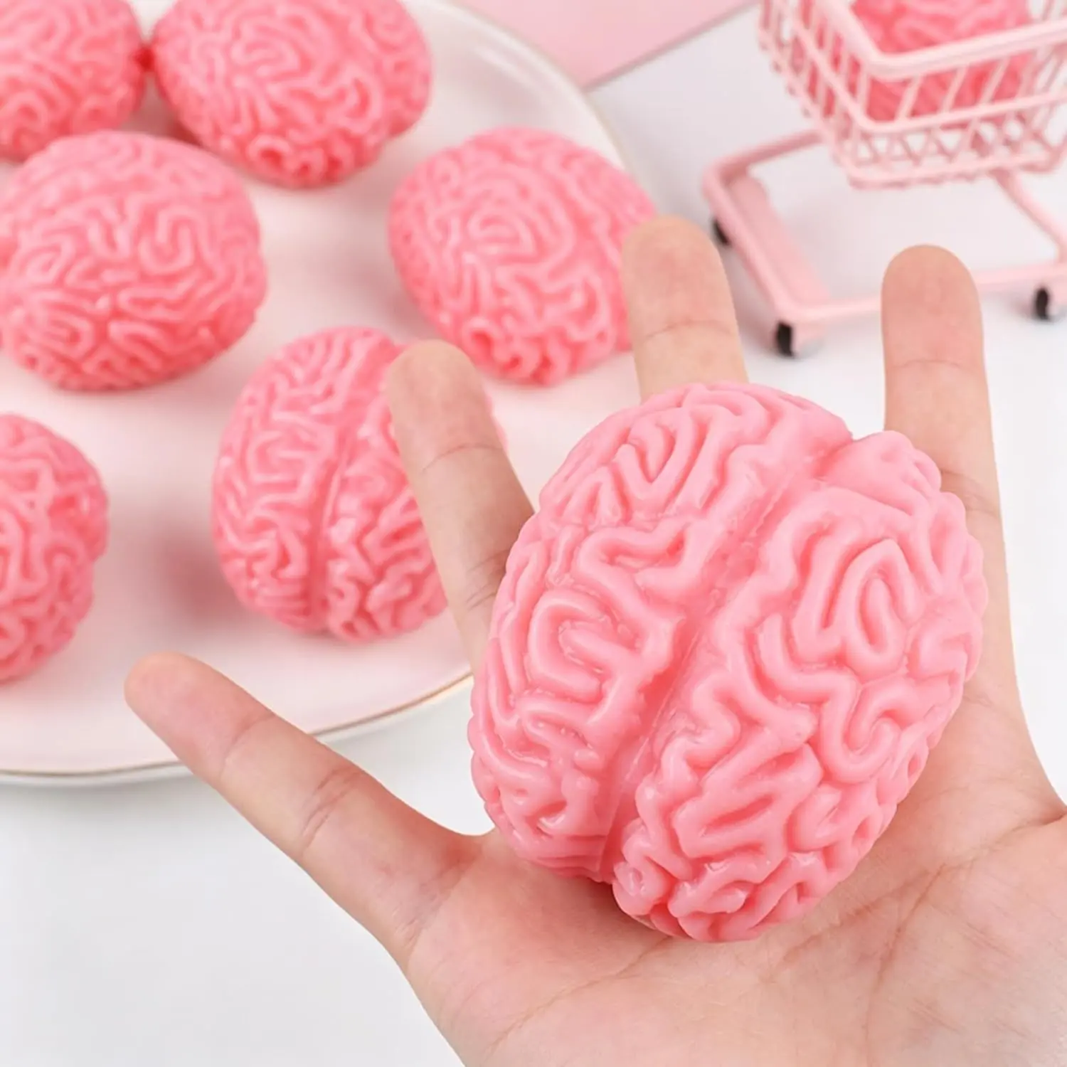 Giant Brain Squishy Toy, Slow Rising Soft Stress Relief Fidget Sensory Toy, Realistic Brain Shaped Squeeze Anxiety Desk Toy, Novelty Prank Gift for Adults & Teens (Small Size)