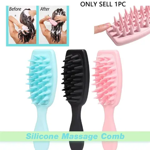Shampoo Brush Scalp Massager Comb, Silicone Hair Scrubber With Long Handle For Hair Growth And Dandruff Removal, For Home Use Hair Brush Comb, Dandruff Remover Comb