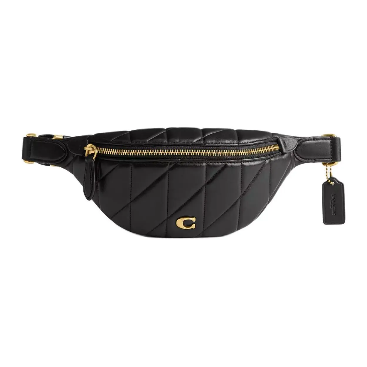 COACH Essential 30 Adjustable Strap Waist Bag for Women in Black Nappa Leather
