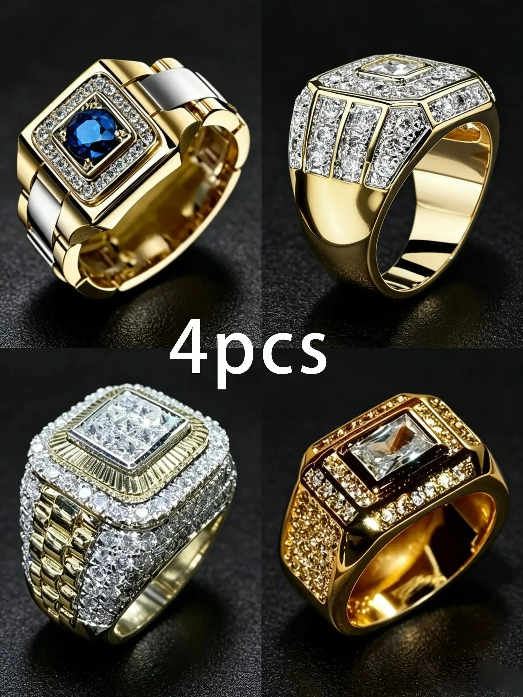 Men's Wide Band Ring Set, Punk Style Stackable Fashion Jewelry, Silver Color, Perfect Gift for Boyfriend Dad, Music Festival Accessories