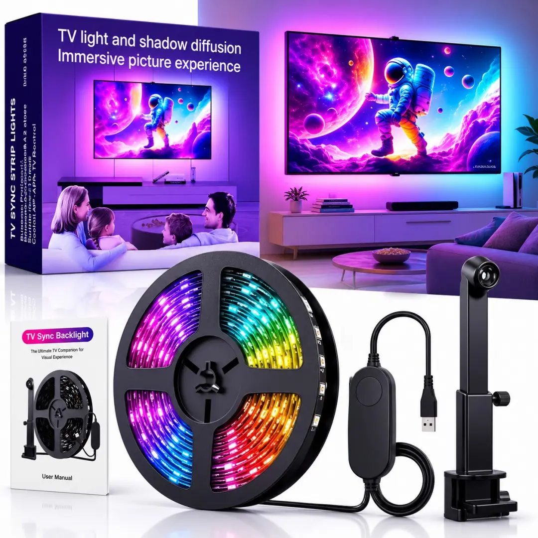 TV Atmosphere LED Backlight Strip, Camera Sync Tracking, Immersive Viewing at Home, Suitable for 75-85 Inch Tvs, 6m/19.6ft Cable
