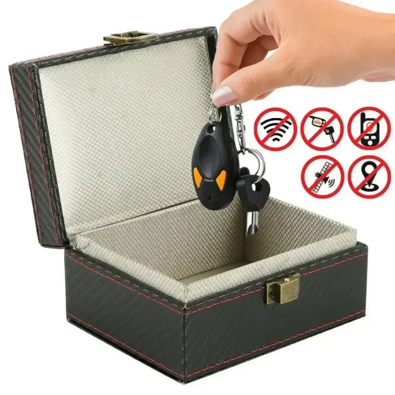 Stainless Steel Compact Car Key Signal Blocker Box - Anti-Theft Faraday Cage for Key Fob Protection, Premium Radiation Shielding, Keyless Entry Security for Home Use