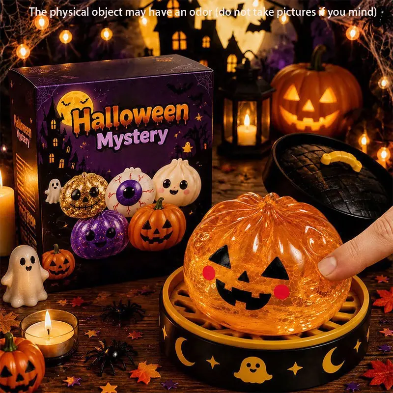 Halloween Bun Pinch with Steamer, Ghost Pinch, Maltose Squeeze and Release Toy, Stress Relief Fingertoy, Fun Halloween Party Accessory, Kids' Interactive Game