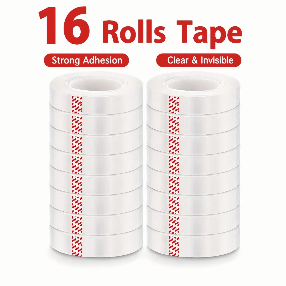 16 Rolls Clear Double Sided Nano Tape, Heavy Duty Strong Adhesive Transparent Invisible Tape, Reusable Traceless Waterproof Mounting Tape for Home Office Decor