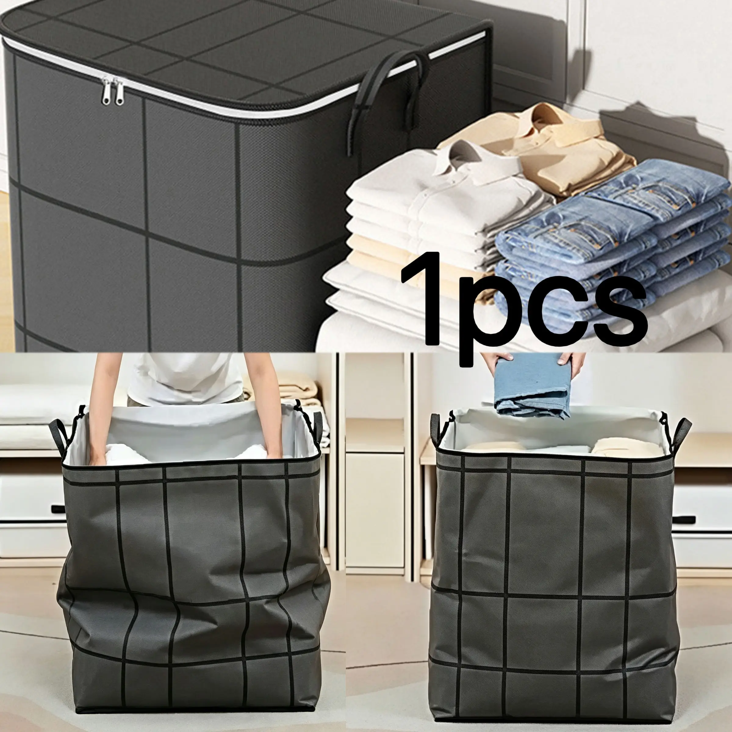 Large-Capacity Foldable Storage Bags for Clothes and Quilts, Durable Dustproof Organizer, Perfect for Home or Dorm Use, Moving and Seasonal Storage, Space-Saving Bags, Storage Bags With Zipper