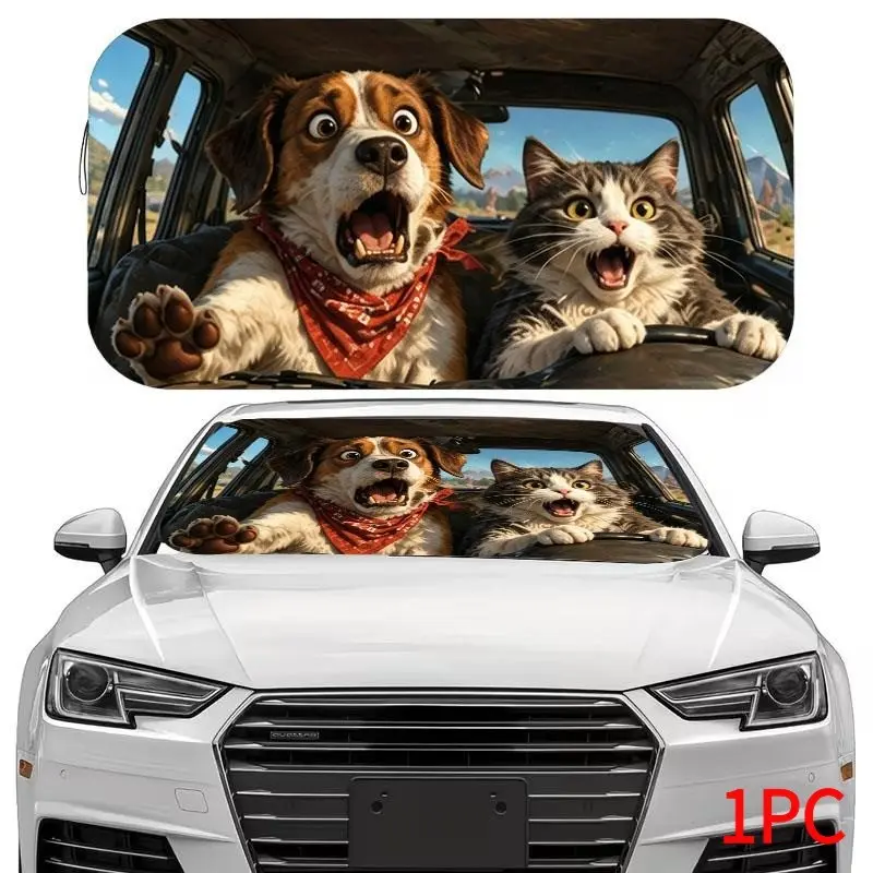 Car Sun Visor, UV Protection Windshield Shade, Foldable, Keeps Car Cool, Enhances UV Reflection, Fun Car Accessory, Fits Sedan, Suv, Off-Road Vehicles, Front Windshield Sunshade, Sun Cover For Car Windshield, Car Sunshades For Windshield