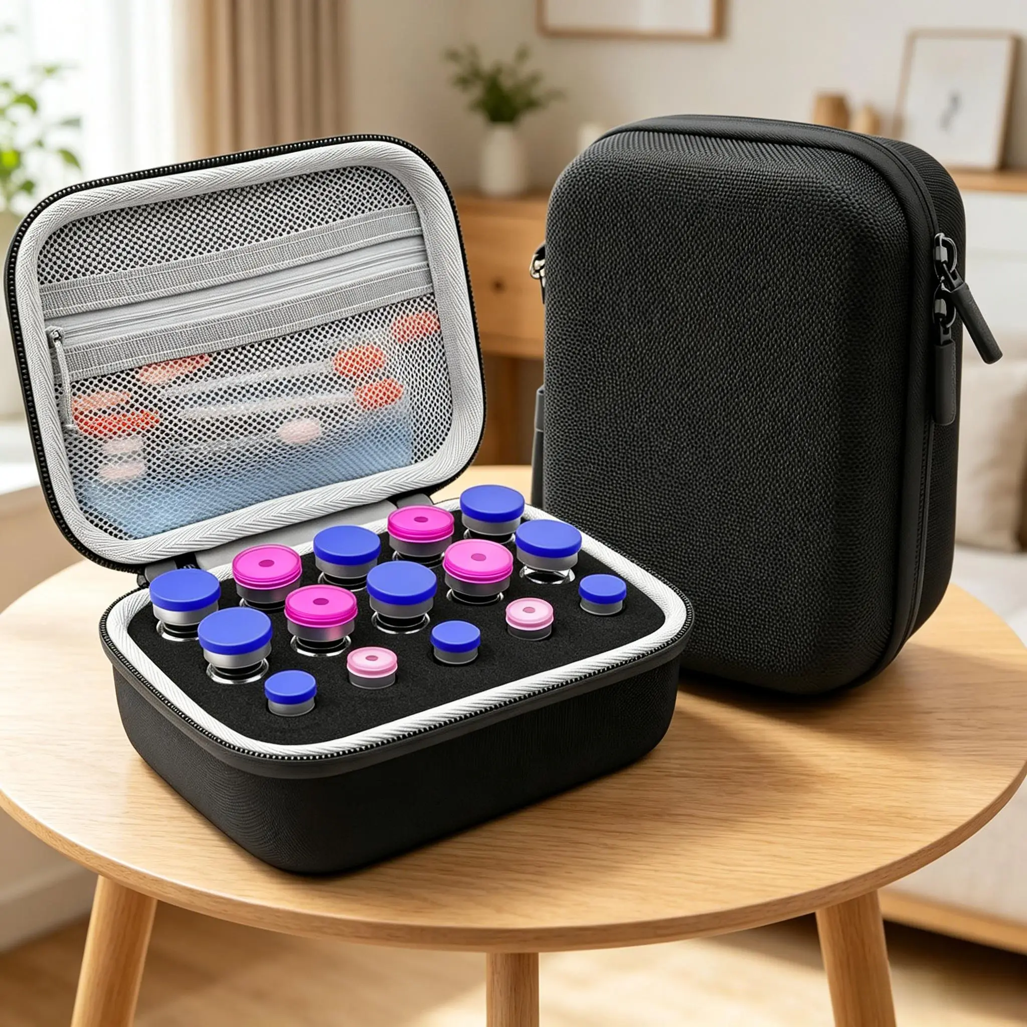 15 Slots Insulin Vial Protector Case, Diabetic Vial Organizer Bag Fit 1ml-10ml Vials, Fridge Travel Insulin Carrying Case No Ice Pack