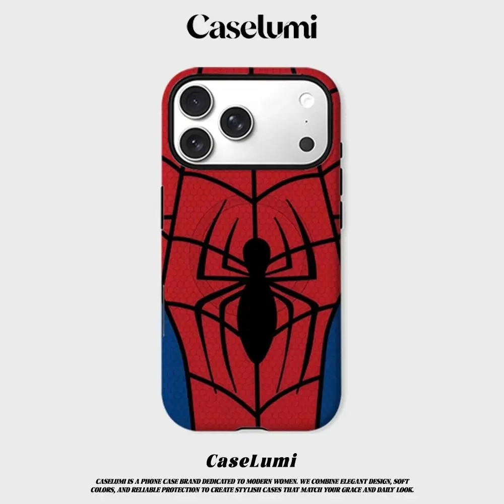 CaseLumi matte border MagSafe phone case, shockproof hard PC spider pattern protective case. Suitable for iPhone 17/16/15/14/13/12/11/Plus/Pro/ProMax/Air/X/XS/XSMAX and Samsung, birthday gifts, holiday gifts, couple phone cases