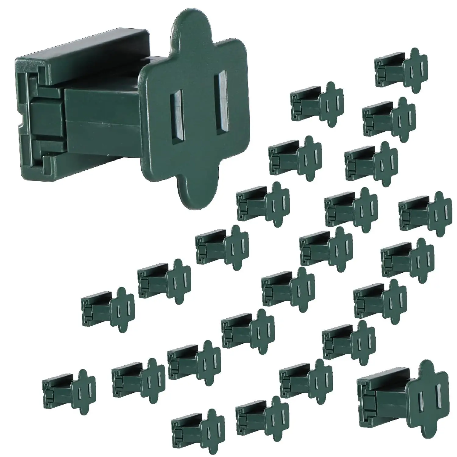 Green -1 Vampire Female Plug 25 PCS Zip Gilbert Wire Connector Set |   8 Amp 125 Volt vampire plug, tool free slide on wire connector, blends perfectly with holiday wires, custom length tidy cord