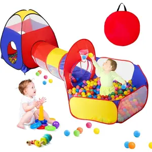 3 in 1 Kids Play Tent for Toddler with Baby Ball Pit and Play Tunnel, Children Indoor Outdoor Playhouse with Climbing Tunnel Toy for Toddlers, Boys and Girls Best Birthday Gifts（No Balls）fidget toys