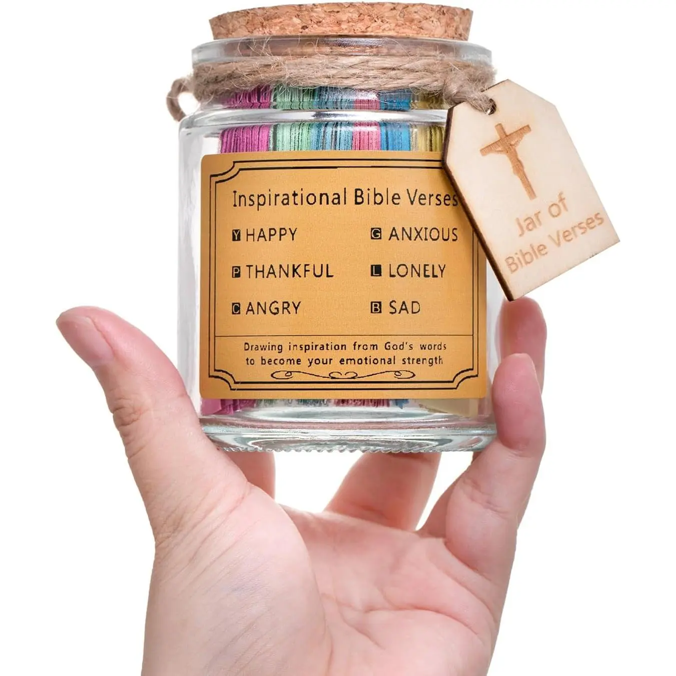 Easter decorations Color Coded  Verses in a Jar Inspirational Scripture Set in Glass Cork with Wooden Tag Prayer Jar,Encouragement,Thanksgiving,Christmas,Birthdays Christian Gifts for Women
