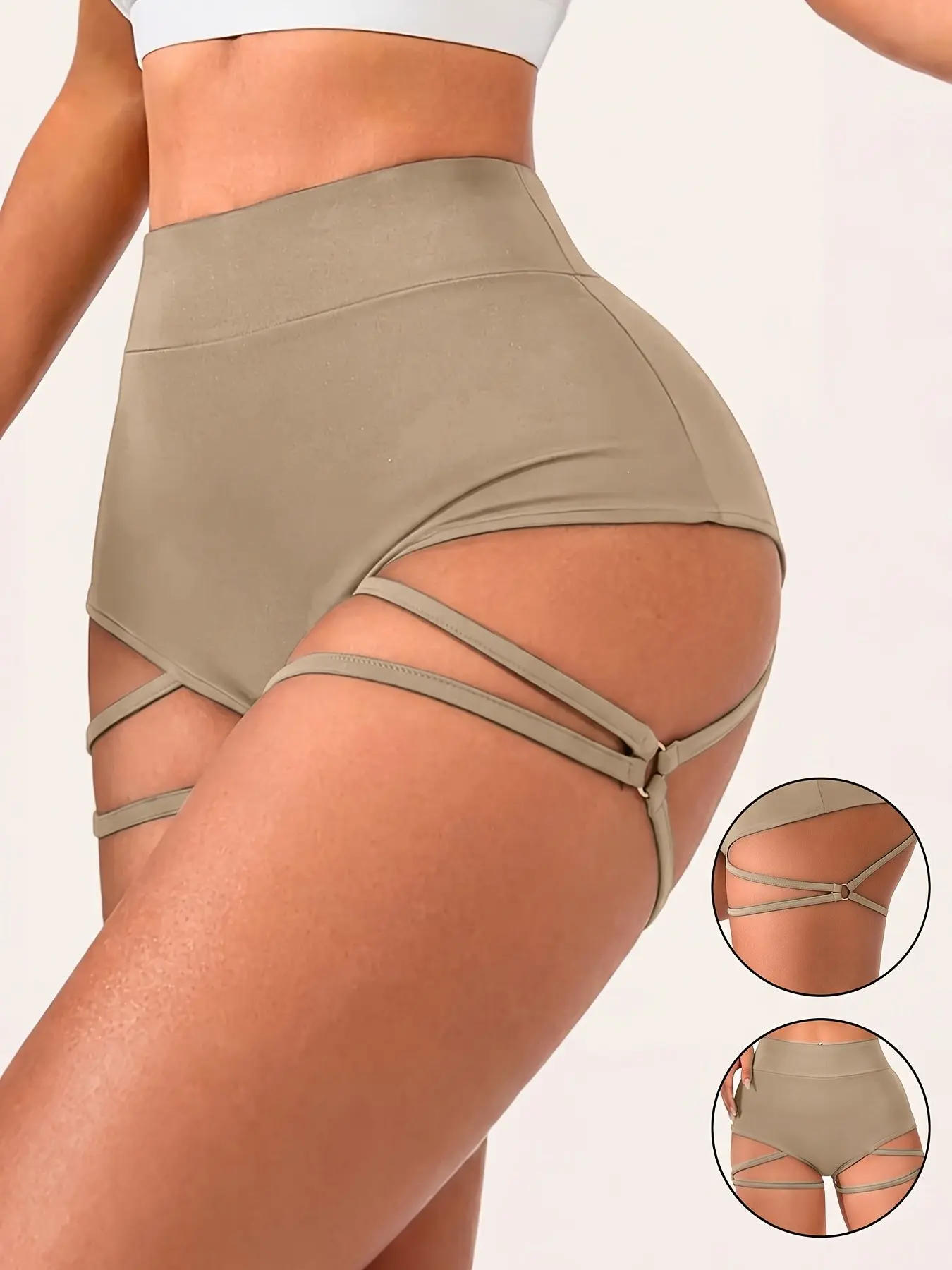 Women's Sexy Belted Butt Lifter Shorts, High Waisted Dance Shorts for Fitness Training, Comfortable and Stylish Athletic Wear Shorts