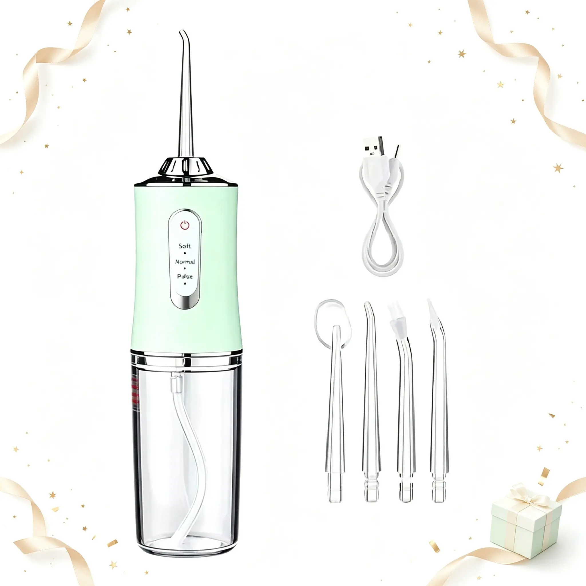 Electric Water Flosser Wireless, 3 Modes, 4 Nozzles, Portable Rechargeable Oral Irrigator, Travel Essential, Adult Gift, Tonsil Stone Remover