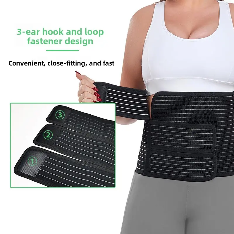Adjustable Bamboo Charcoal Black Dark Grey Belly Tie Belly Belt Four Seasons Unisex 3-Ear Elastic Belt