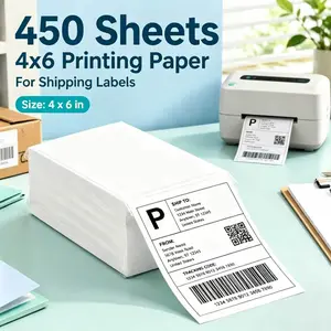 450 Sheets Thermal Shipping Labels Compatible for Most Thermal Printers - High-Tack Adhesive Suitable for Label Makers, 4"x6" Thermal Label Paper with Stick for Inventory, Packages, Receipts, for Office Use